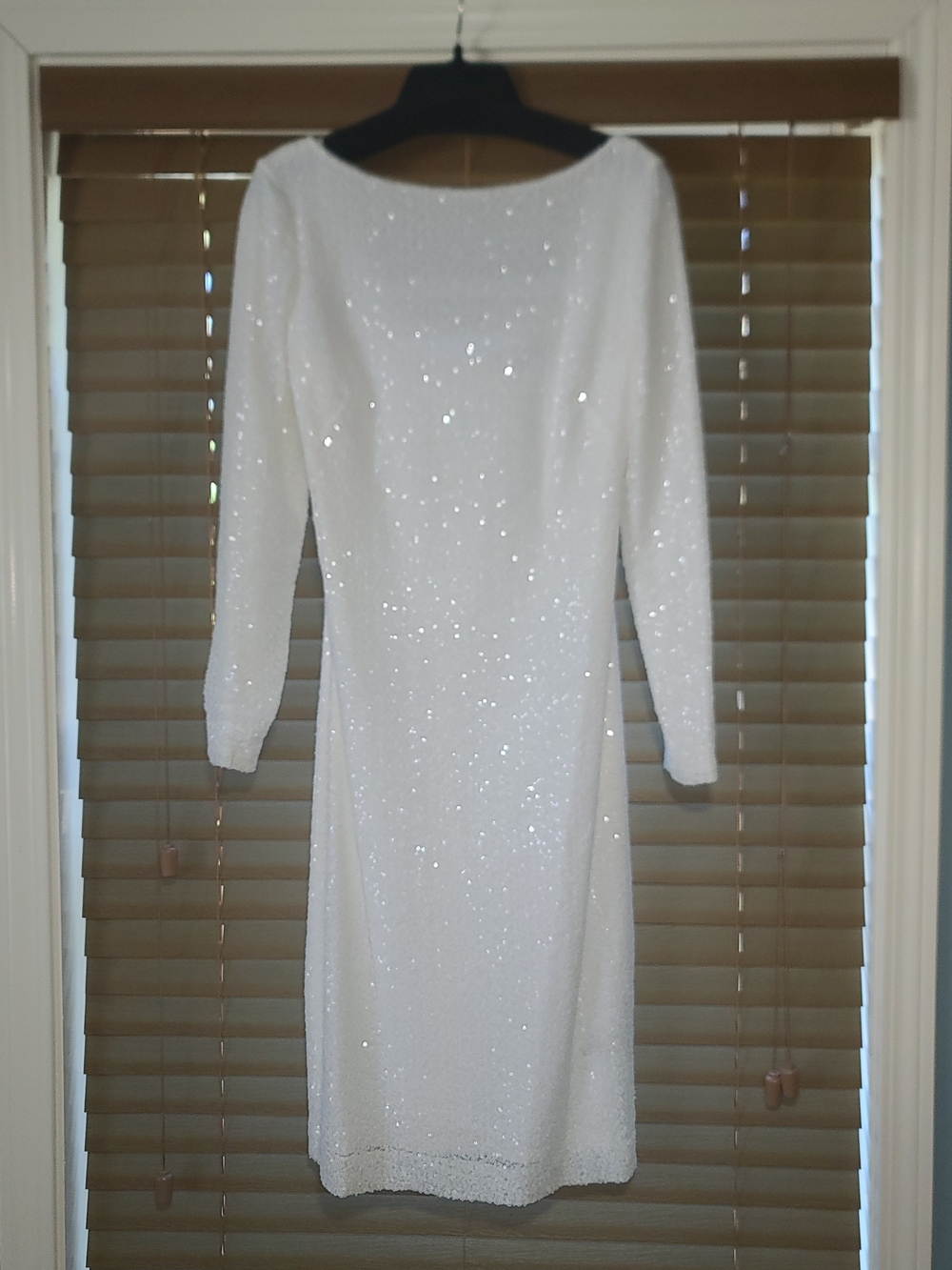 Lauren Ralph Lauren White Long-Sleeve Sequin Midi Dress